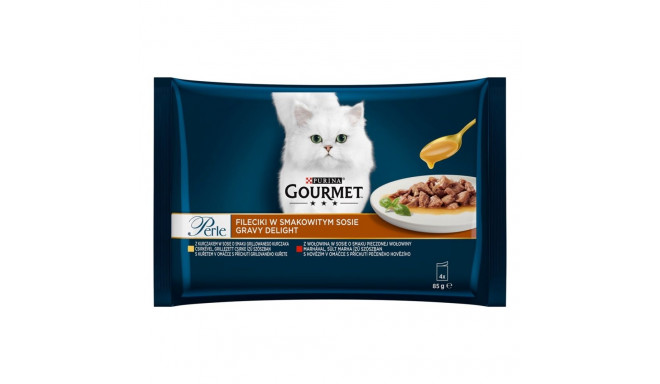 Wet Cat Food - Gourmet Perle Mini Filets In Sauce 4x85g Tuna & Shrimp
