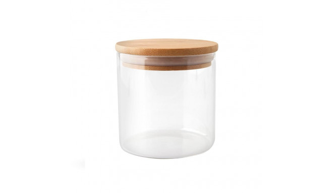 JAR STORAGE ROUND GLAS W BAMBO LID 1.1L