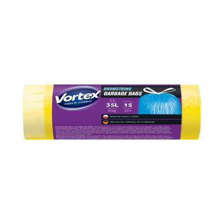 kollased prügikotid VORTEXDRAWSTR 35L 15 tk