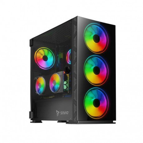 Savio PC Case Prime X1 ARGB Glass Black Midi Tower
