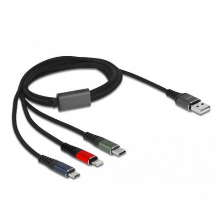 DeLOCK USB Charging Cable 3 in 1 Type-A to Lightning / Micro USB / USB Type-C 1 m 3-coloured
