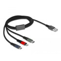 DeLOCK USB Charging Cable 3 in 1 Type-A to Lightning / Micro USB / USB Type-C 1 m 3-coloured