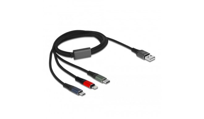 DeLOCK USB Charging Cable 3 in 1 Type-A to Lightning / Micro USB / USB Type-C 1 m 3-coloured