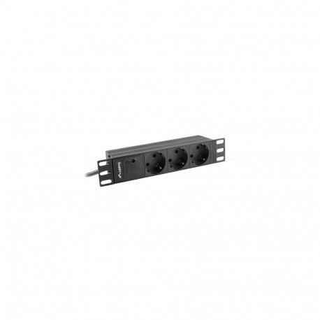 LANBERG toitejaotusseade (PDU) 10" 1U 16A 2m 3 x Schuko-pistikupesa, must