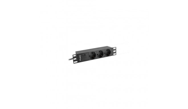 Lanberg PDU 10" 1U 16A 2m 3x Schuko, black