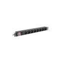 POWER DISTRIBUTION UNIT (PDU) 19" LANBERG 1U 16A 2M 8X FRENCH OUTLETS BLACK