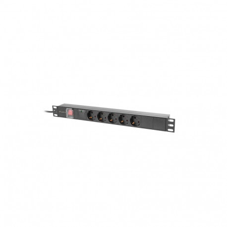 POWER DISTRIBUTION UNIT (PDU) 19" LANBERG 1U 10A 2M 5X SCHUKO OUTLETS BLACK C14