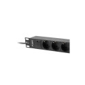 POWER DISTRIBUTION UNIT (PDU) 10" LANBERG 1U 16A 2M 3X SCHUKO OUTLETS BLACK