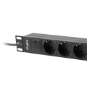 POWER DISTRIBUTION UNIT (PDU) 10" LANBERG 1U 16A 2M 3X SCHUKO OUTLETS BLACK