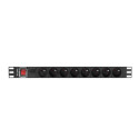 POWER DISTRIBUTION UNIT (PDU) 19" LANBERG 1U 16A 2M 8X FRENCH OUTLETS BLACK