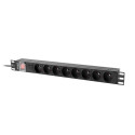 POWER DISTRIBUTION UNIT (PDU) 19" LANBERG 1U 16A 2M 8X FRENCH OUTLETS BLACK