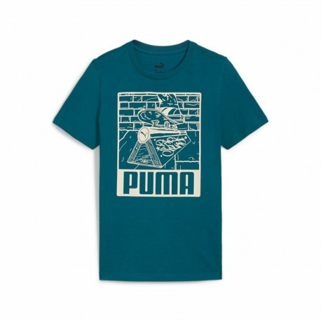 Child's Short Sleeve T-Shirt Puma Ess+ Mid 90S Graphic Blue - 15-16 Years
