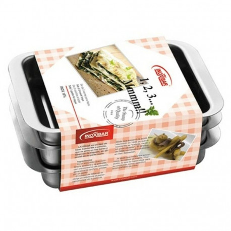 Kõrgete Äärtega Ahjupann Inoxibar Teras 18 x 13 cm (3 Ühikut)