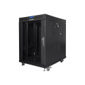 Lanberg Rack cabinet 19" free-standing 15U/600x800 (flat pack) with glass door lCD V2, black | Lanbe