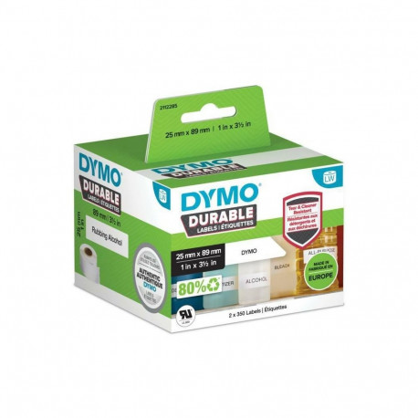 DYMO Authentic LabelWriteri vastupidavad etiketid 25mm x 89mm, valge polüester, 2 rulli à 350 (700 i