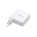 Qoltec GaN laadija FAST 108W | 5-20V | 3-4.7A | USB C | Valge