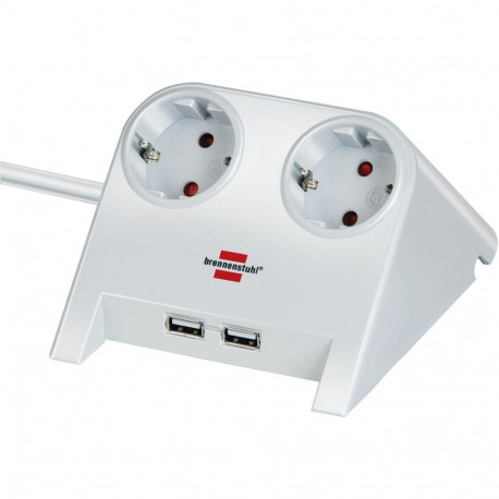 Lauapistikupesa 2-kohaline 1,8m 2x USB-A, valge (läikiv)