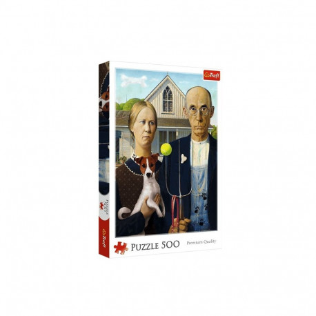 Puzzle 500 elementów american gothic psia edycja