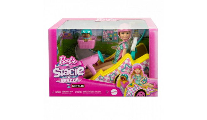 Lalka barbie stacie i pojazd filmowy gokart