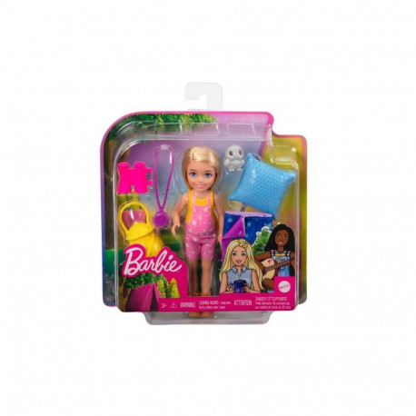 Zestaw barbie kemping chelsea lalka + ĹpiwĂłr