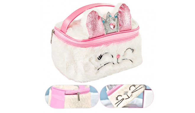 Pluszowa Kosmetyczka Dziecięca Króliczek Brokat Biała 20cm