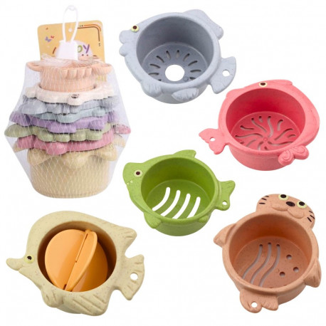 pastelsed 2-ühes vannitamise virnastatavad topsid 6 tk