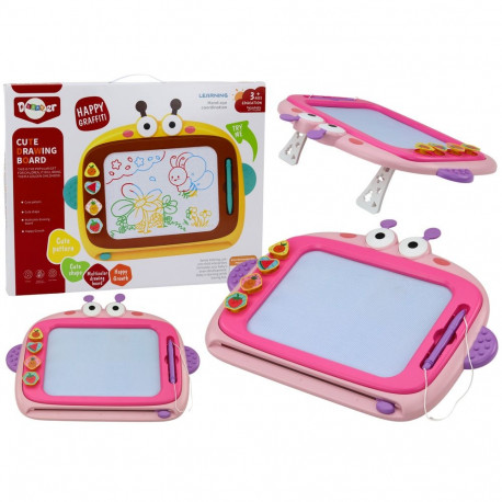 Tablica Magnetyczna Do Malowania 4 Kolory Znikopis 4 Pieczątki Różowa