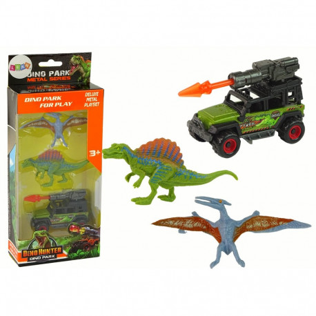 Dinozaury Figurki Zestaw Auto Rakieta Pomarańczowy