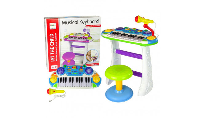 Organy Keyboard Krzesełko Mikrofon Niebieski