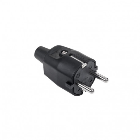 Saksa tüüpi pistik 2209 16A/250V, kummist, must