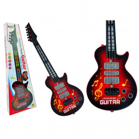 Gitara Elektryczna Gwiazda Struny Kolorowe Diody Czerwona