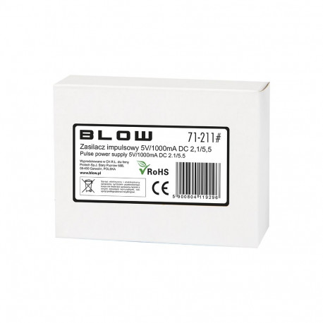 impulss-toiteallikas 71-211# 5v/1000ma 2,1/5,5