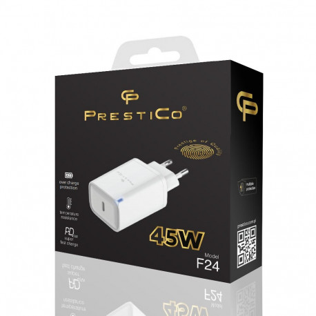 Prestico F24 USB-C 45W PD Gan charger white