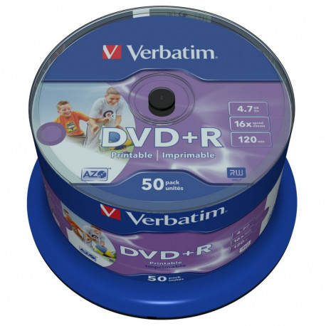 Verbatim DVD+R 4,7GB 16x Printable 50tk tornis (43512)