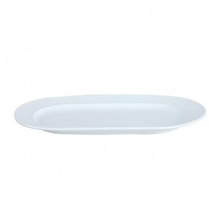 OVAL PLATE VERTICAL LINES WHITE 30CM