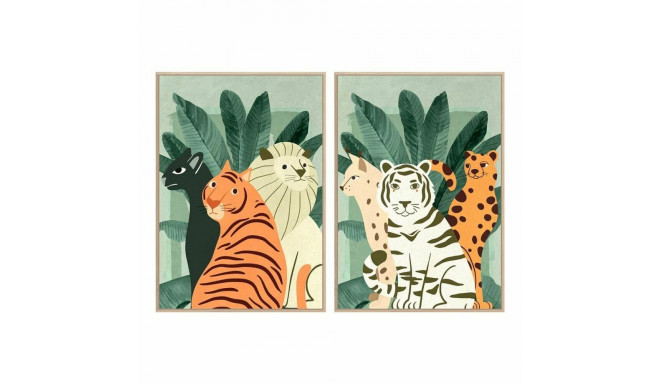 Maal DKD Home Decor 83 x 4,5 x 123 cm Troopiline loomad (2 Ühikut)