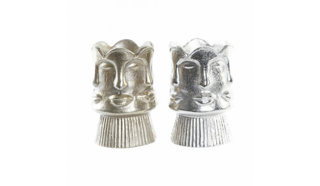 Vaas DKD Home Decor Kuldne Nägu Šampanja Hõbedane Alumiinium Kaasaegne 12 x 12 x 17 cm (2 Ühikut)