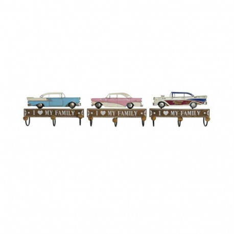 Wall mounted coat hanger DKD Home Decor 29 x 8 x 17 cm Metal Vintage MDF Wood (3 Pieces)