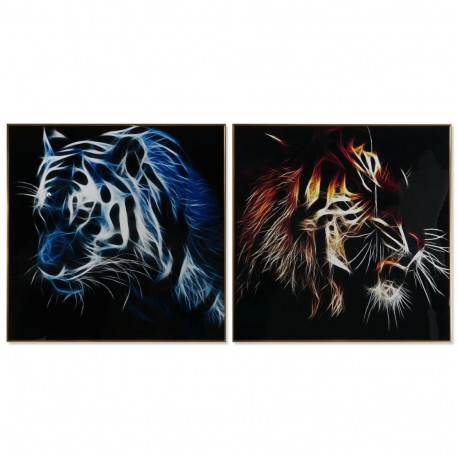 Maal DKD Home Decor Tiiger 80 x 3 x 80 cm Kaasaegne (2 Ühikut)