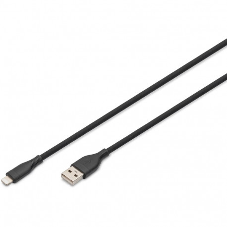 "DIGITUS USB 2.0 Kabel Typ A-Lightning Silikon 1m MFI schwarz"