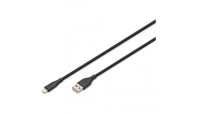 "DIGITUS USB 2.0 Kabel Typ A-Lightning Silikon 0,5m MFI schwa"