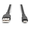 "DIGITUS USB 2.0 Kabel Typ A-Lightning Silikon 0.5m MFI schwa"