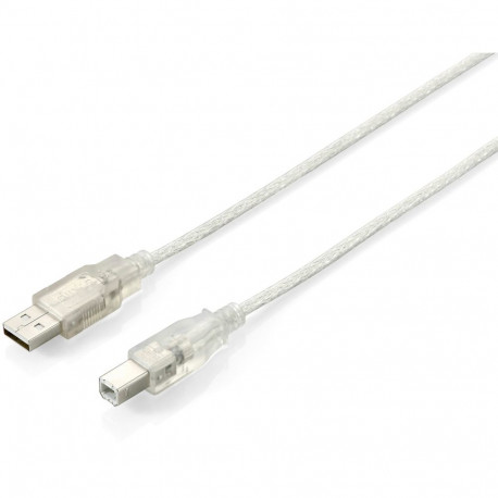 "Equip USB Kabel 2.0 A-B St/St 1.80m transparent Polybeutel"