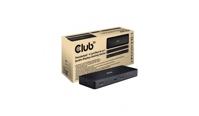CLUB 3D dokk Thunderbolt 4 Certified 16-in-1 Quadra Displays Docking Station with DisplayLink