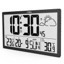 GreenBlue GB218 Extra Large LCD Wall Clock with Weather Station Temperature and Date Display