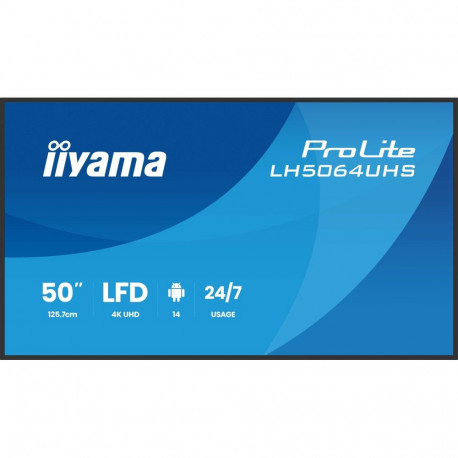 iiyama LH5064UHS-B1AG Signage Display Digital signage flat panel 127 cm (50") Wi-Fi 500 cd/m² 4K Ult