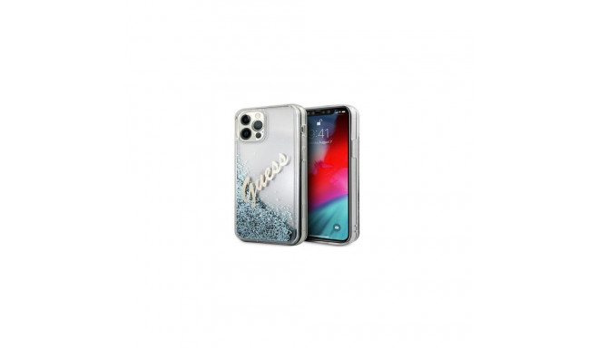 Guess Apple iPhone 12 Pro Max 6.7 hardcase Glitter Vintage Script Blue