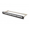 Patch panel empty 24 ports 1U 19 inches ftp for keystone modules black
