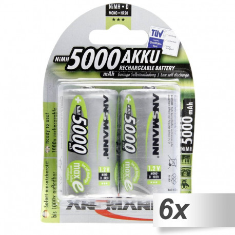 6x2 Ansmann maxE NiMH bat. Mono D 5000 mAh 5030922