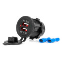 Laadija 2*USB, punane valgustus 12-24V
